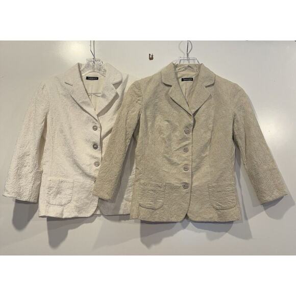 Tahari Lot of 2 Embroidered Cotton Blazers Jackets Career Womens Size S/P - Picture 1 of 11